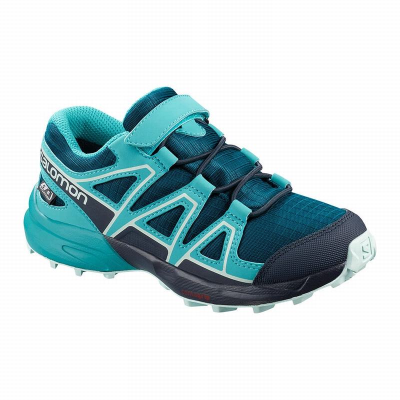 Chaussures De Trail Running Salomon Enfant Bleu - Salomon SPEEDCROSS CLIMASALOMON™ WATERPROOF - Fran